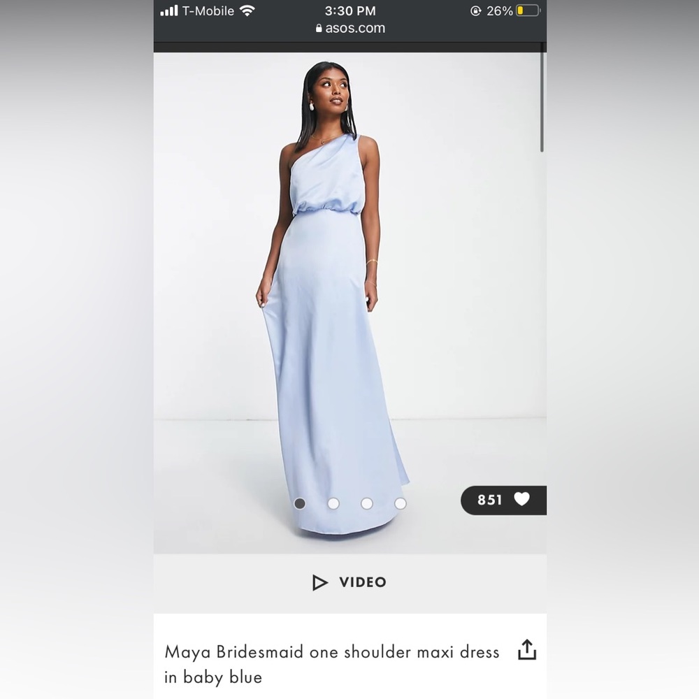 Asos one shoulder baby blue maxi dress